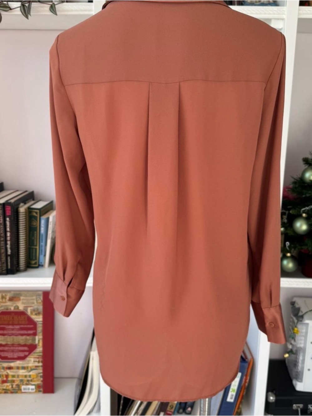 Mango Rust Button-Front Long-Sleeve Blouse - Picture 3 of 5